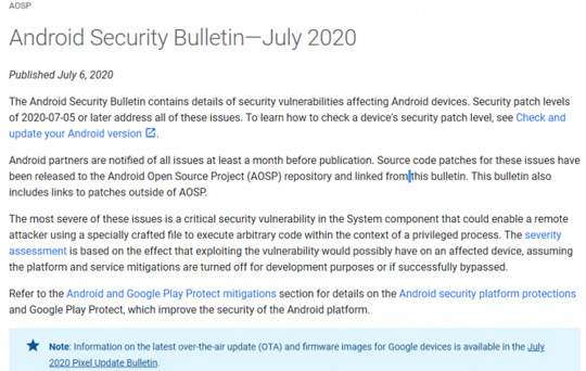 谷歌发布Android系统两个安全补丁：修复多个严重漏洞