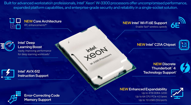 Intel发布10nm至强W-3300处理器：最高38核心76线程