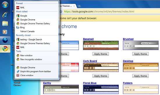 Google Chrome֧Windows 7 Jumplists