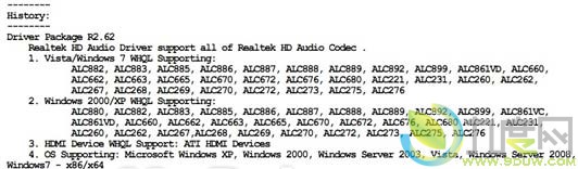 RealtekHD Audio2.62 WHQL