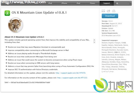 ƻOS X10.8.1 Mountain Lion ʽ棺ThunderboltʾƵ