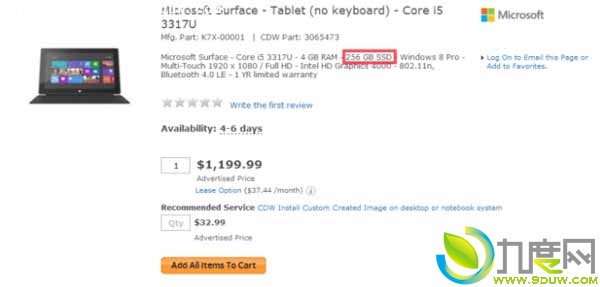 ΢256GBSurface Pro½г:1199.99Ԫ