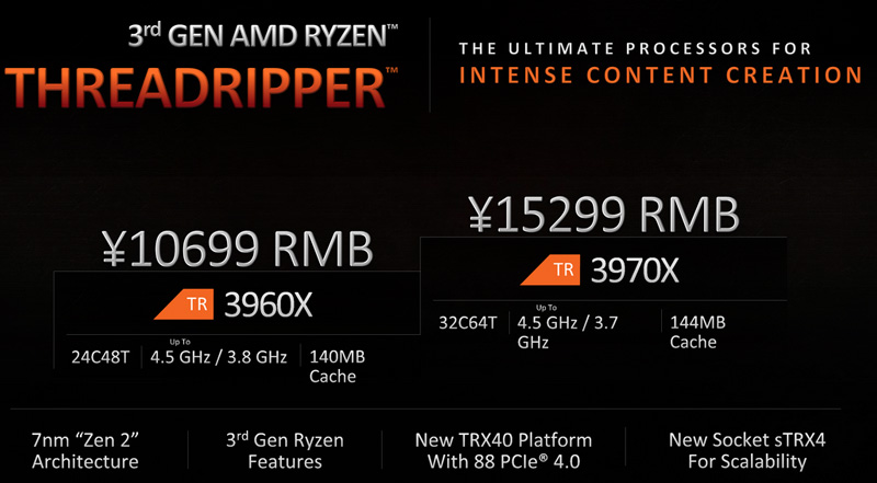 1万起！AMD正式发布第三代线程撕裂者Ryzen ThreadRipper：24核心48线程起