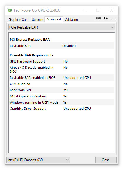 Կʶ𹤾GPU-Z v2.40.0 淢ʾResizable BARϸ״̬