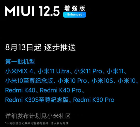 MIUI 12.5ǿ濪ʼͣ13СMIX 4/11Ȼ